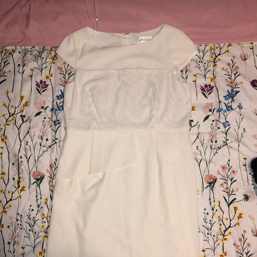 White Lace Dress with Cute Cut Out
